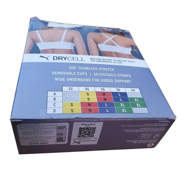 PUMA Lg 2 Pack Seamless Athletic Sports Bra Set Adjustable Drycell Activewear - Picture 10 of 13